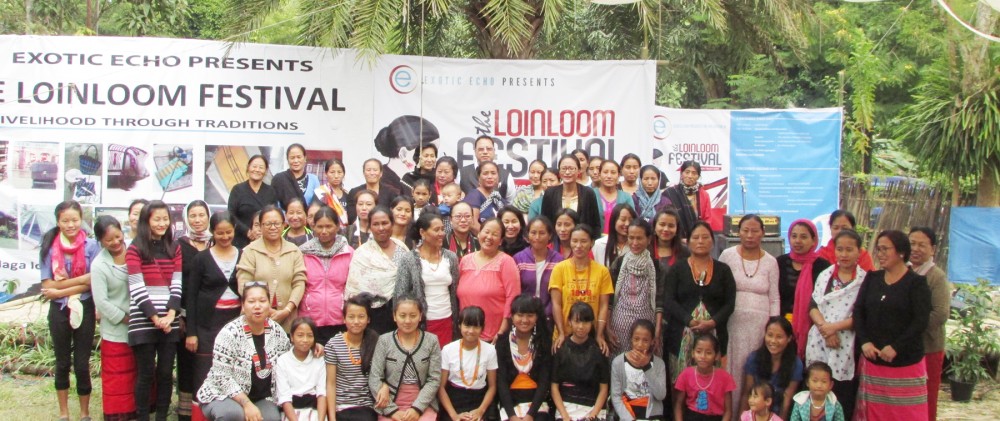 Naga women weavers, Exotic Echo team members and participants of the 4th Edition of Loinloom International Festival 2017 held at Weaver’s Place, Diezephe Handicraft Village. (Morung Photo)